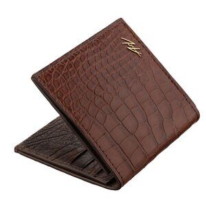 Luxury Alligator Leather Wallet – Handmade Slim Minimalist Bole Brown Wallet